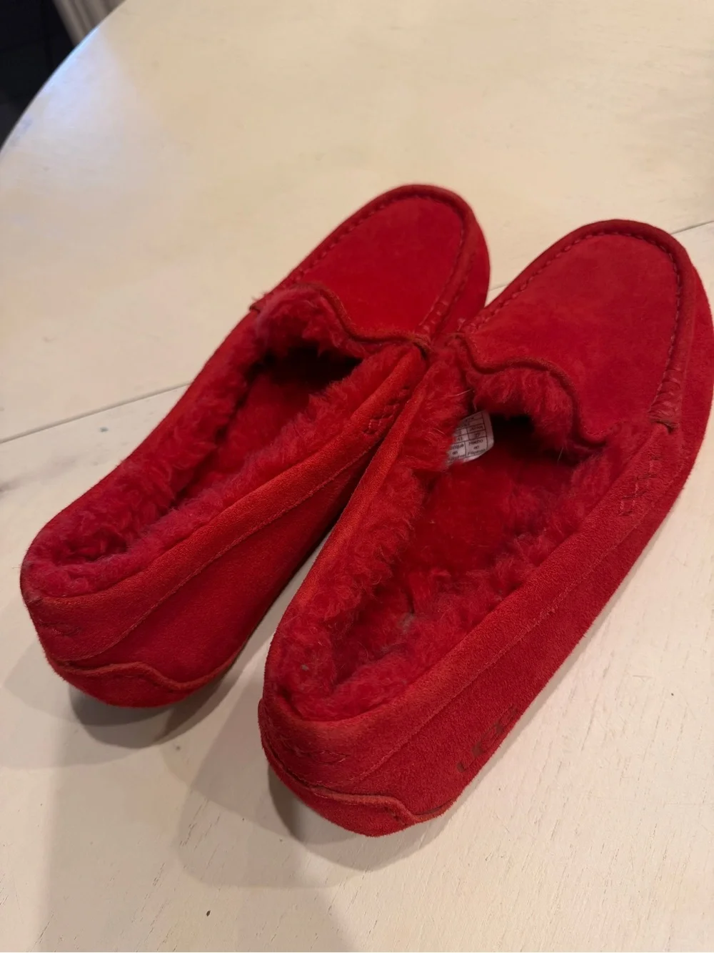 UGG Red Suede Fur-Lined Men's Moccasin Loafers